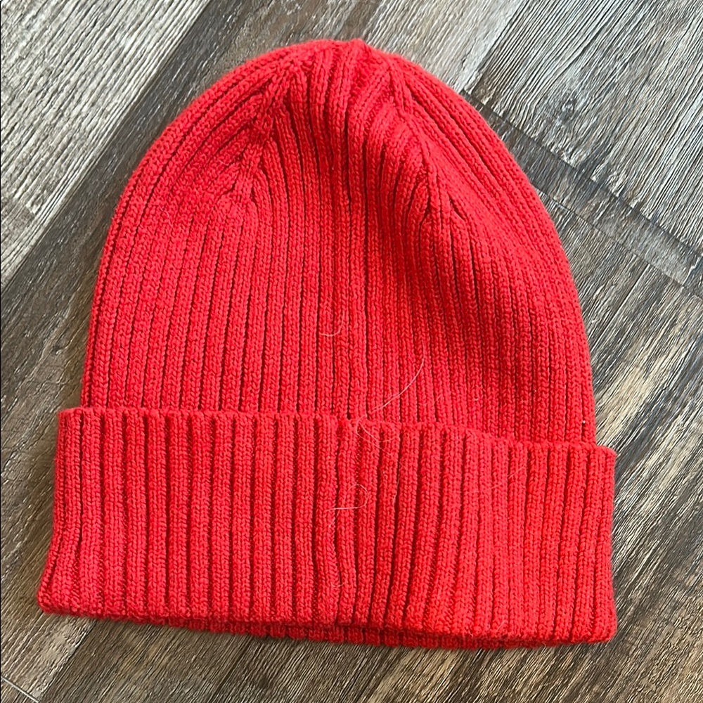 Red Ribbed Beanie - Picture 2 of 4
